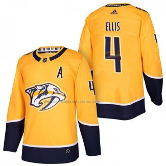 Camiseta Hockey Nashville Predators Ryan Ellis Autentico Primera 2018 Amarillo