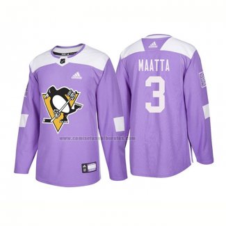 Camiseta Hockey Pittsburgh Penguins Olli Maatta Autentico 2018 Fights Cancer Violeta