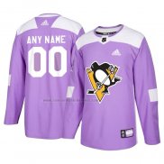 Camiseta Hockey Pittsburgh Penguins Personalizada Violeta