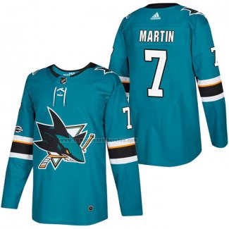 Camiseta Hockey San Jose Sharks Paul Martin Autentico Primera 2018 Verde