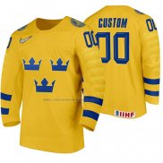 Camiseta Hockey Suecia Personalizada Primera 2020 IIHF World Amarillo