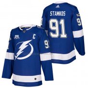 Camiseta Hockey Tampa Bay Lightning Steven Stamkos Autentico Primera 2018 Azul