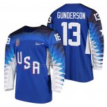 Camiseta Hockey USA Ryan Gunderson 2018 Olympic Azul2