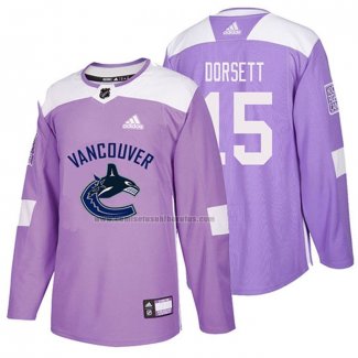 Camiseta Hockey Vancouver Canucks Derek Dorsett 2018 Fights Cancer Violeta