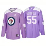 Camiseta Hockey Winnipeg Jets Mark Scheifele Autentico 2018 Fights Cancer Violeta