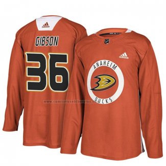 Camiseta Hockey Anaheim Ducks John Gibson New Season Practice Naranja