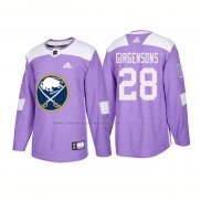 Camiseta Hockey Buffalo Sabres Zemgus Girgensons Autentico 2018 Fights Cancer Violeta