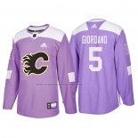 Camiseta Hockey Calgary Flames Mark Giordano 2018 Fights Cancer Violeta