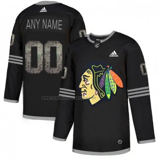 Camiseta Hockey Chicago Blackhawks Personalizada Black Shadow Negro