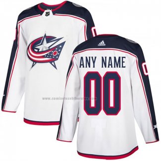 Camiseta Hockey Columbus Blue Jackets Personalizada Road Autentico Blanco