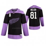 Camiseta Hockey Detroit Red Wings Frans Nielsen 2019 Fights Cancer Negro