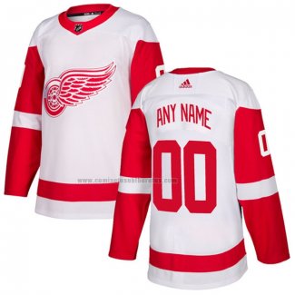 Camiseta Hockey Detroit Red Wings Personalizada Segunda Blanco