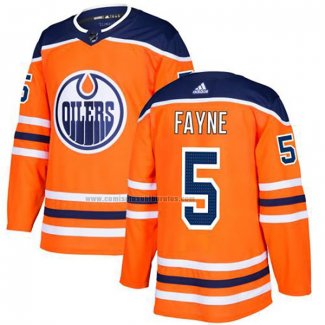 Camiseta Hockey Edmonton Oilers Mark Fayne Primera Autentico Naranja