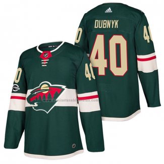 Camiseta Hockey Minnesota Wild Devan Dubnyk Autentico Primera 2018 Verde