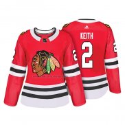 Camiseta Hockey Mujer Chicago Blackhawks Duncan Keith Autentico Jugador Rojo