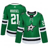 Camiseta Hockey Mujer Dallas Stars Antoine Roussel Autentico Jugador Verde