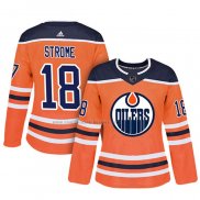 Camiseta Hockey Mujer Edmonton Oilers Ryan Strome Autentico Jugador Naranja