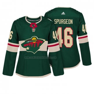 Camiseta Hockey Mujer Minnesota Wild Jarojo Spurgeon Autentico Jugador Verde