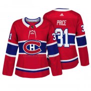 Camiseta Hockey Mujer Montreal Canadiens Carey Price Autentico Jugador Rojo