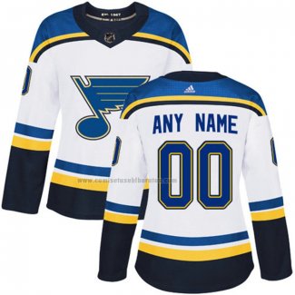 Camiseta Hockey Mujer St. Louis Blues Personalizada Segunda Blanco