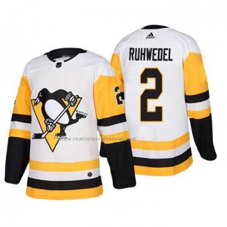 Camiseta Hockey Pittsburgh Penguins Chad Ruhwedel Segunda Autentico Jugador Blanco