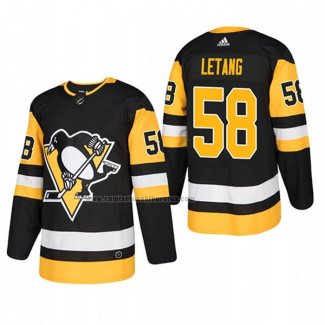 Camiseta Hockey Pittsburgh Penguins Kris Letang Primera Autentico Jugador Negro