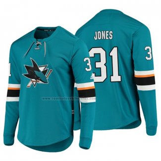 Camiseta Hockey San Jose Sharks Martin Jones Platinum Verde