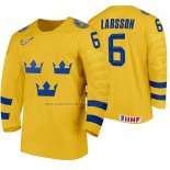 Camiseta Hockey Suecia Adam Larsson Primera 2020 IIHF World Amarillo