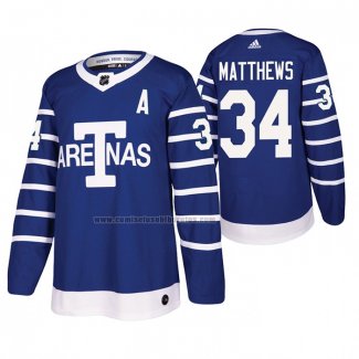 Camiseta Hockey Toronto Maple Leafs Auston Matthews Throwback Autentico Azul