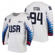 Camiseta Hockey USA Ryan Stoa 2018 Olympic Blanco