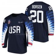 Camiseta Hockey USA Will Borgen 2018 Olympic Azul