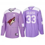 Camiseta Hockey Arizona Coyotes Alex Goligoski 2018 Fights Cancer Violeta