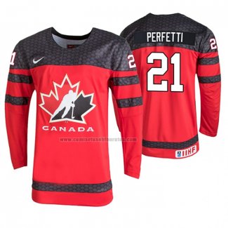 Camiseta Hockey Canada Cole Perfetti 2019 Hlinka Gretzky Cup Rojo