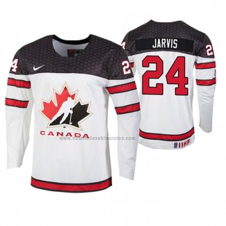 Camiseta Hockey Canada Seth Jarvis 2019 Hlinka Gretzky Cup Blanco