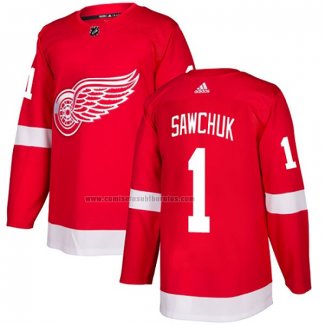 Camiseta Hockey Detroit Red Wings Terry Sawchuk Primera Autentico Rojo