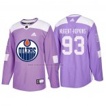 Camiseta Hockey Edmonton Oilers Ryan Nugent Hopkins 2018 Fights Cancer Violeta