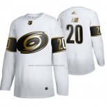 Camiseta Hockey Golden Edition Carolina Hurricanes Sebastian Aho Autentico Blanco