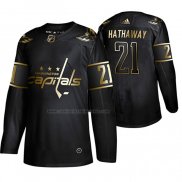 Camiseta Hockey Golden Edition Washington Capitals Garnet Hathaway Autentico Negro