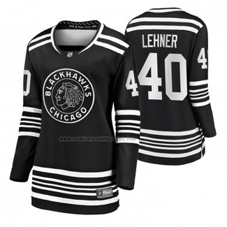 Camiseta Hockey Mujer Chicago Blackhawks Robin Lehner Premier Alterno Negro