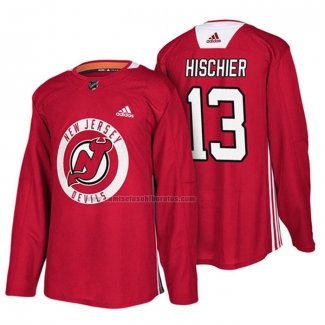 Camiseta Hockey New Jersey Devils Nico Hischier New Season Practice Rojo