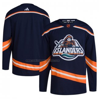 Camiseta Hockey New York Islanders Reverse Retro Autentico Blank Azul