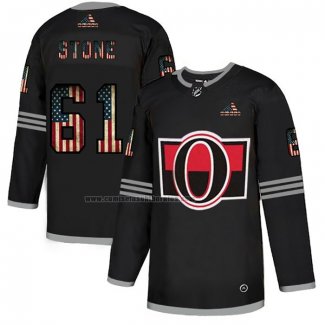 Camiseta Hockey Ottawa Senators Mark Stone 2020 USA Flag Negro