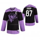 Camiseta Hockey Pittsburgh Penguins Sidney Crosby 2019 Fights Cancer Negro