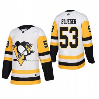 Camiseta Hockey Pittsburgh Penguins Teddy Blueger Segunda Autentico Jugador Blanco