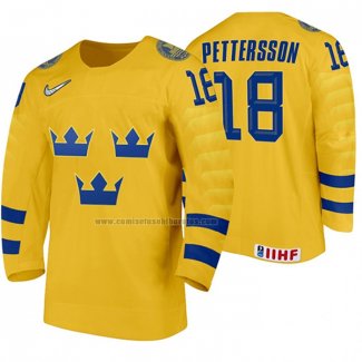 Camiseta Hockey Suecia Marcus Pettersson Primera 2020 IIHF World Amarillo