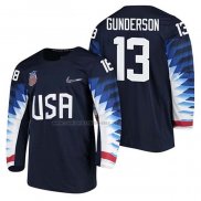 Camiseta Hockey USA Ryan Gunderson 2018 Olympic Azul