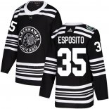 Camiseta Hockey Chicago Blackhawks Tony Esposito Autentico 2019 Winter Classic Negro