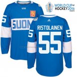 Camiseta Hockey Finlandia Rasmus Ristolainen Premier 2016 World Cup Azul