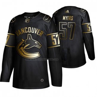 Camiseta Hockey Golden Edition Vancouver Canucks Tyler Myers Autentico Negro