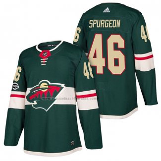 Camiseta Hockey Minnesota Wild Jared Spurgeon Autentico Primera 2018 Verde